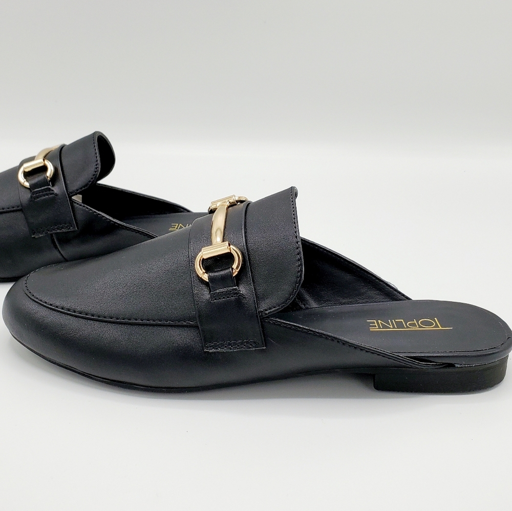 Topline Kassy Pointed Toe Black Slip On Flats